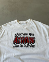 1990s - White "Attitude" T-Shirt - XL