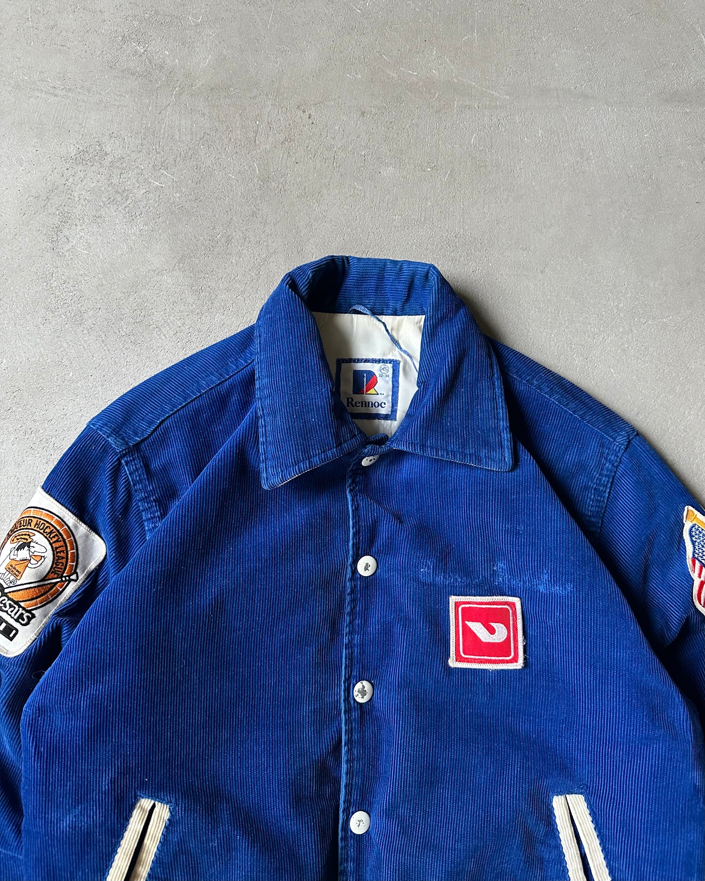 1970s - Distressed Blue USA Hockey Club Varsity Jacket - XS