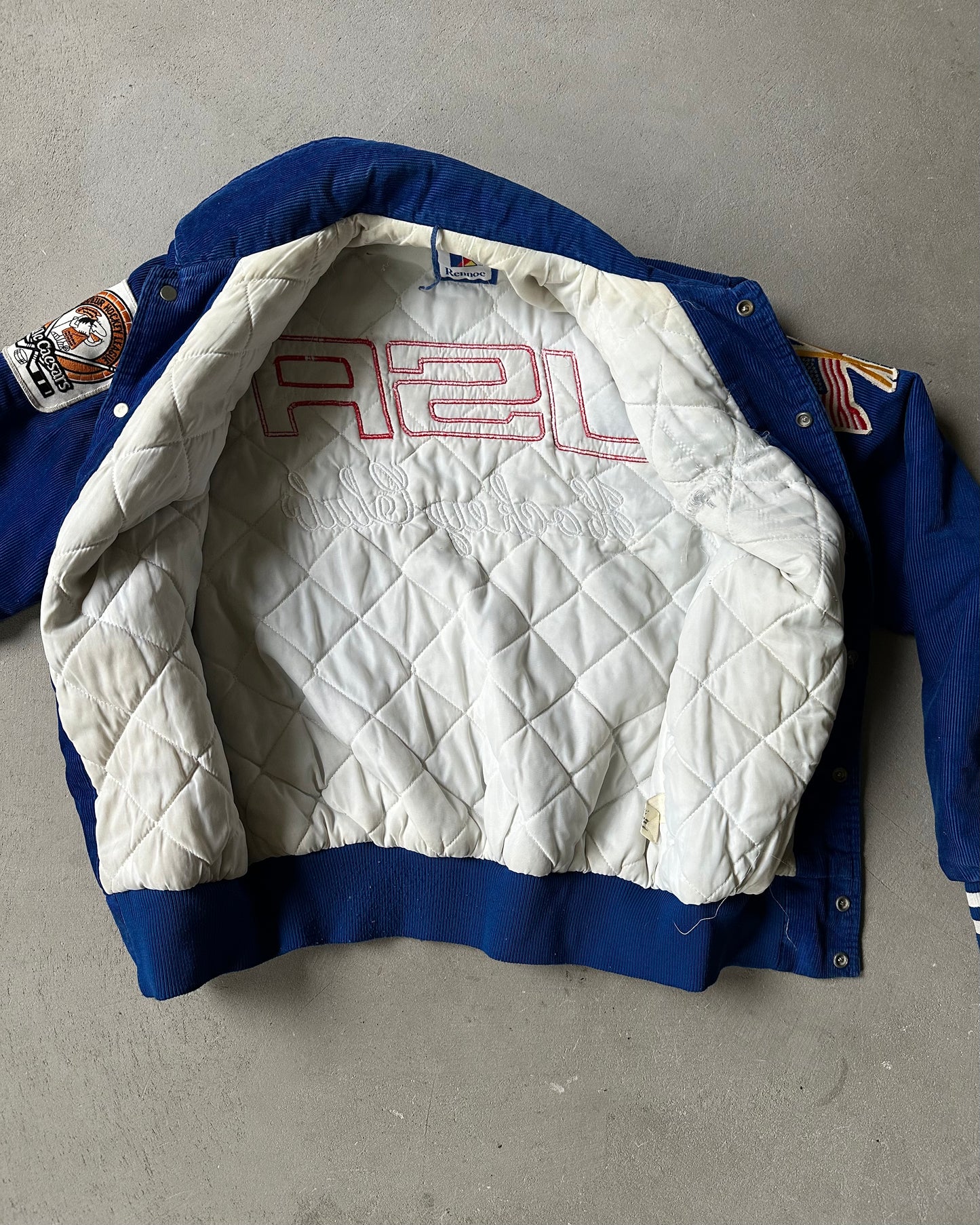 1970s - Distressed Blue USA Hockey Club Varsity Jacket - XS