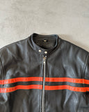 1990s - Black/Orange Leather Racing Jacket - XL
