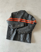1990s - Black/Orange Leather Racing Jacket - XL