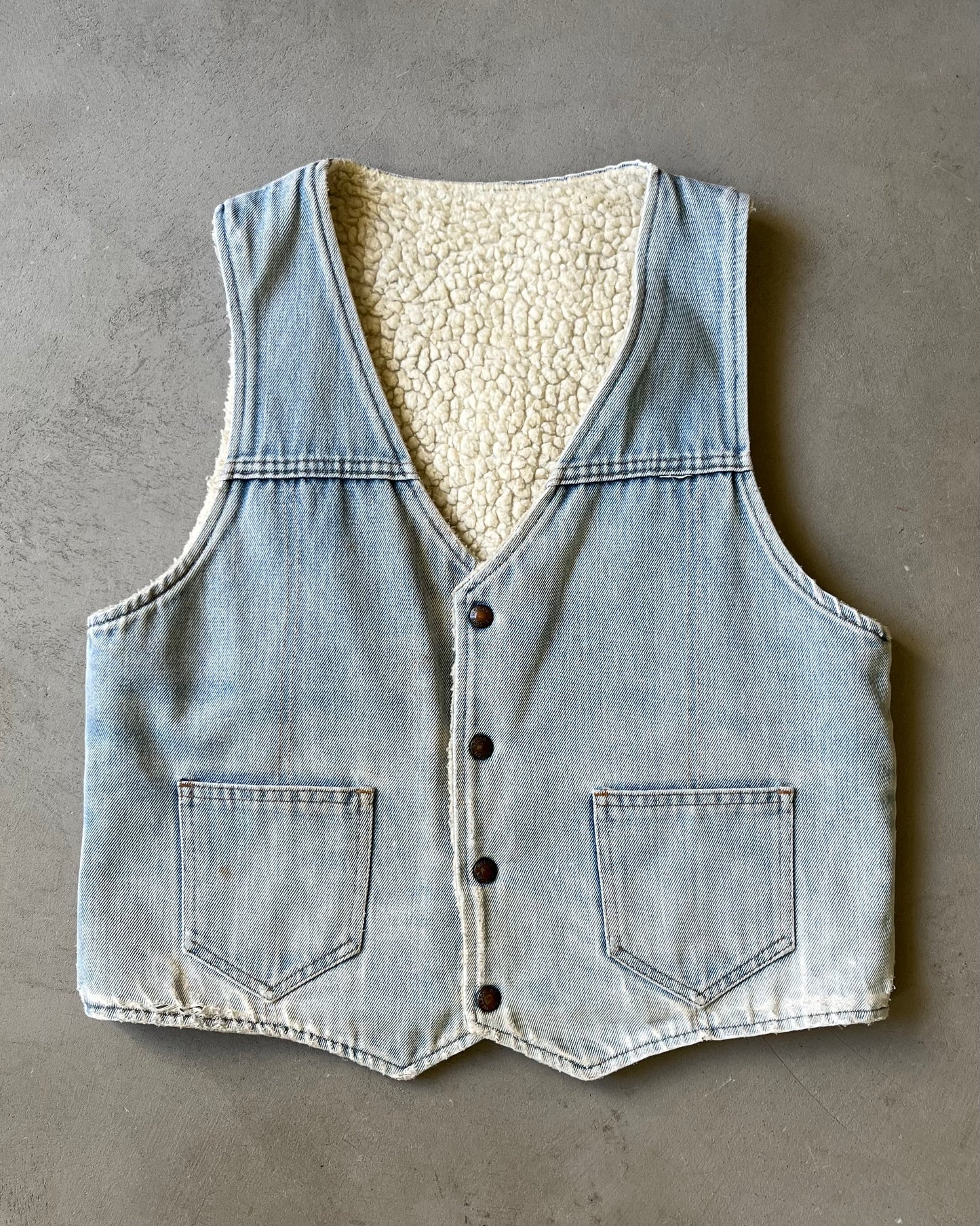 1980s - Distressed Nelson Denim Vest - M