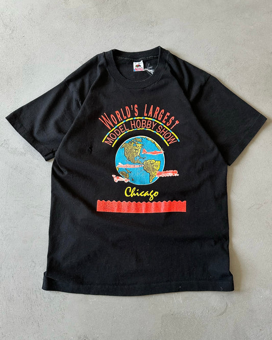 1990s - Distressed Black Chicago T-Shirt - M