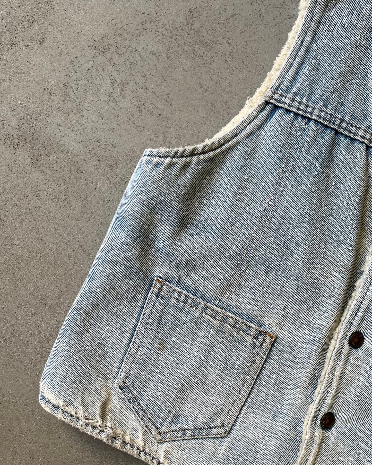 1980s - Distressed Nelson Denim Vest - M