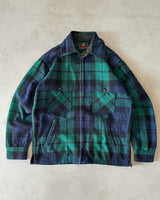 1960s - Green/Navy Johnson Plaid Wool Shacket - M