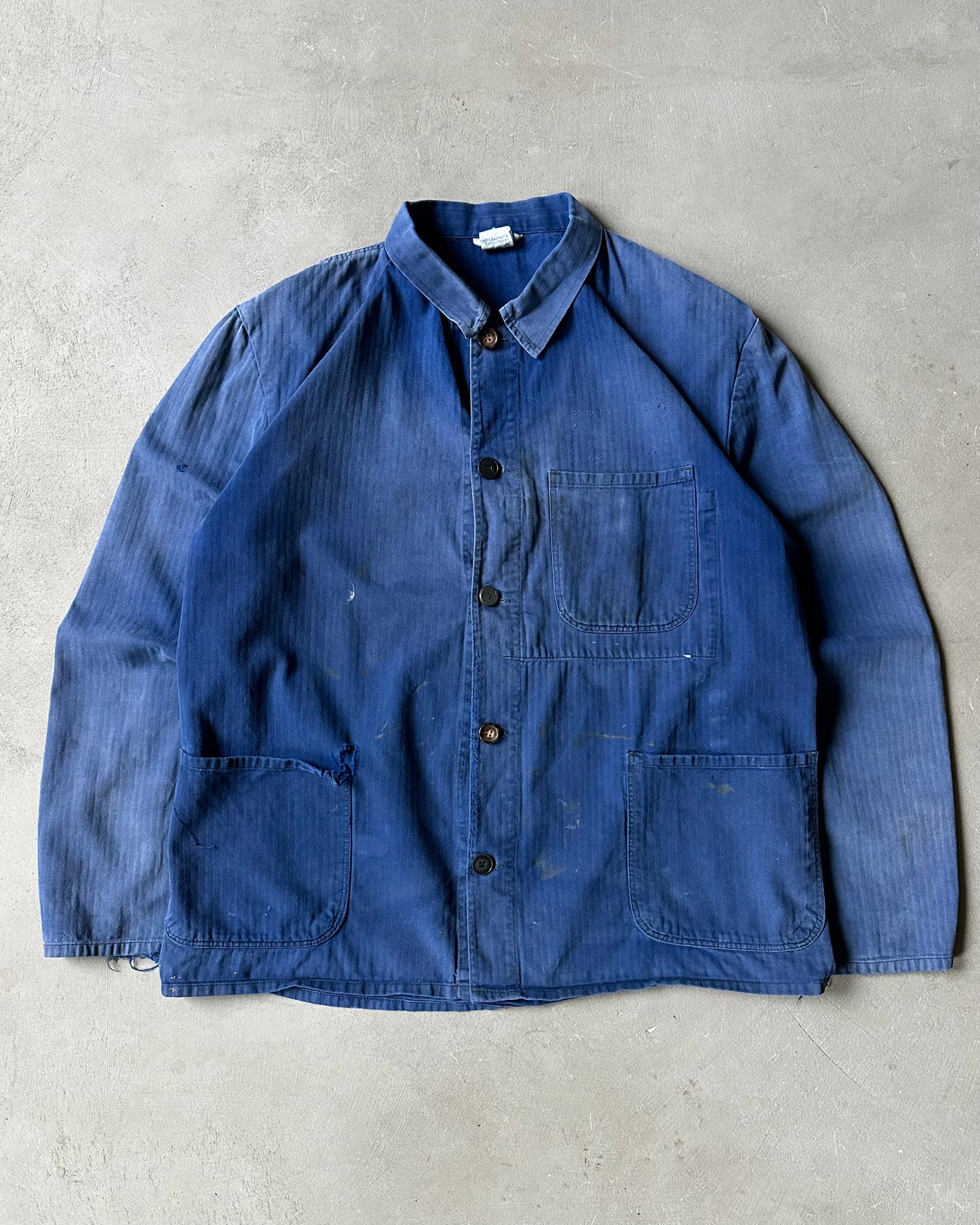 1980s - Distressed Blue HBT German Chore - L