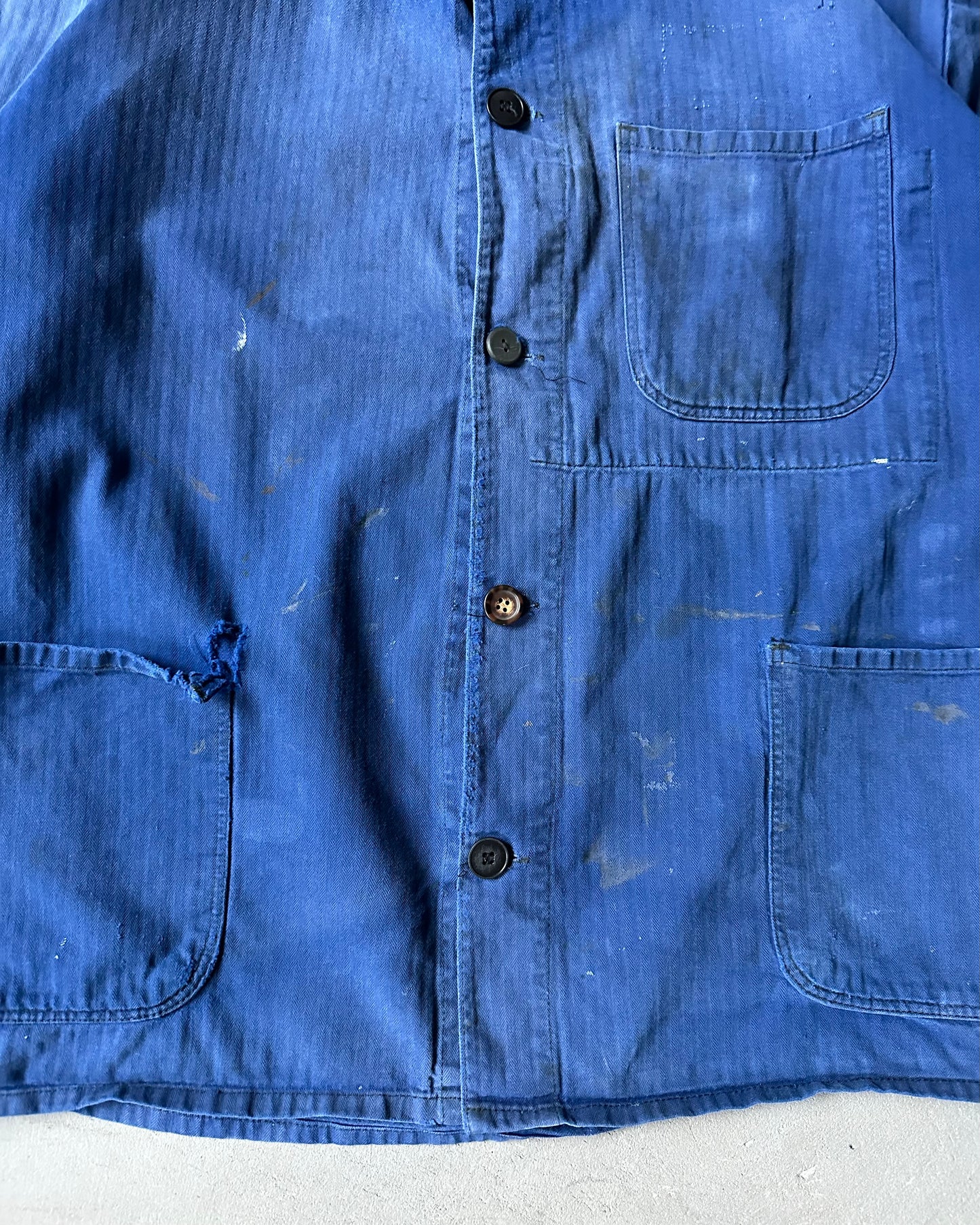 1980s - Distressed Blue HBT German Chore - L