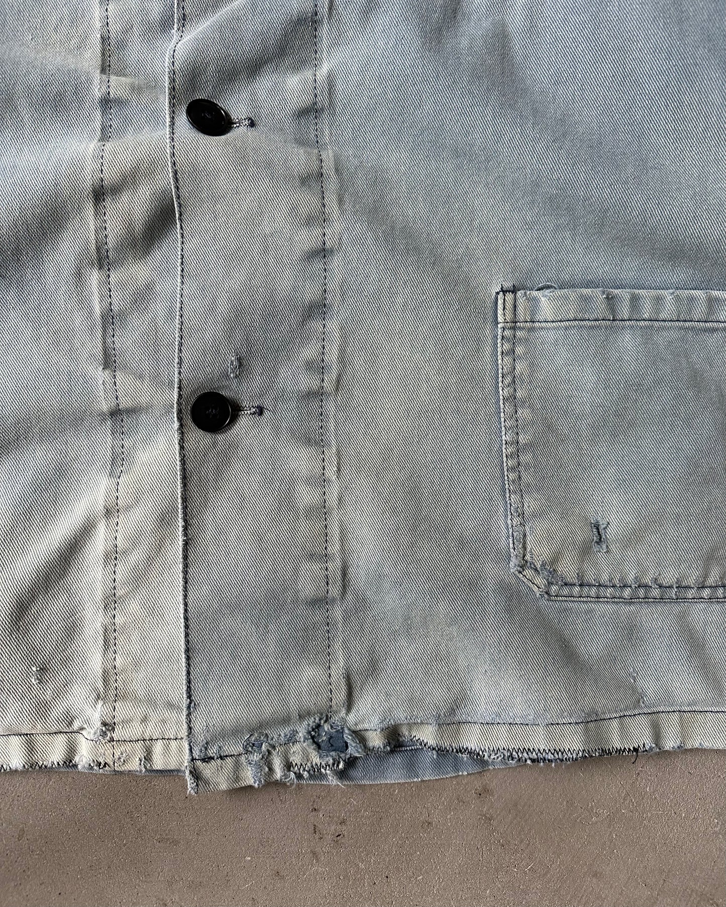 1990s - Distressed Blue Euro Chore - L