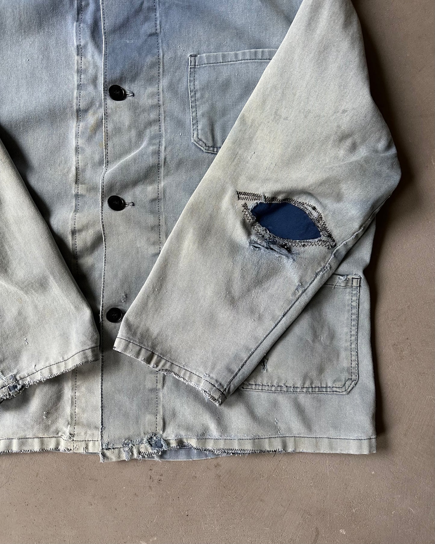 1990s - Distressed Blue Euro Chore - L