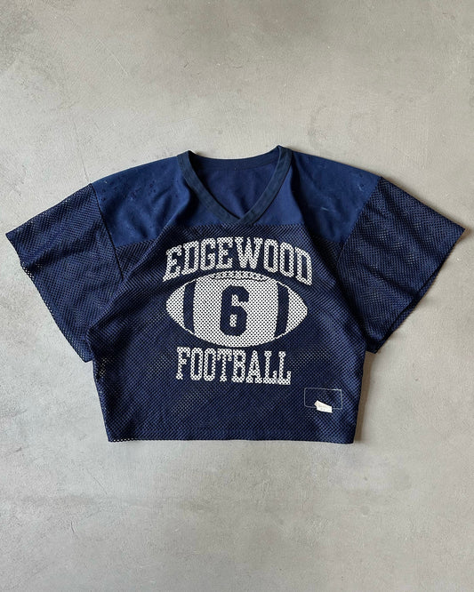 1980s - Distressed Navy Edgewood Cropped Jersey - M