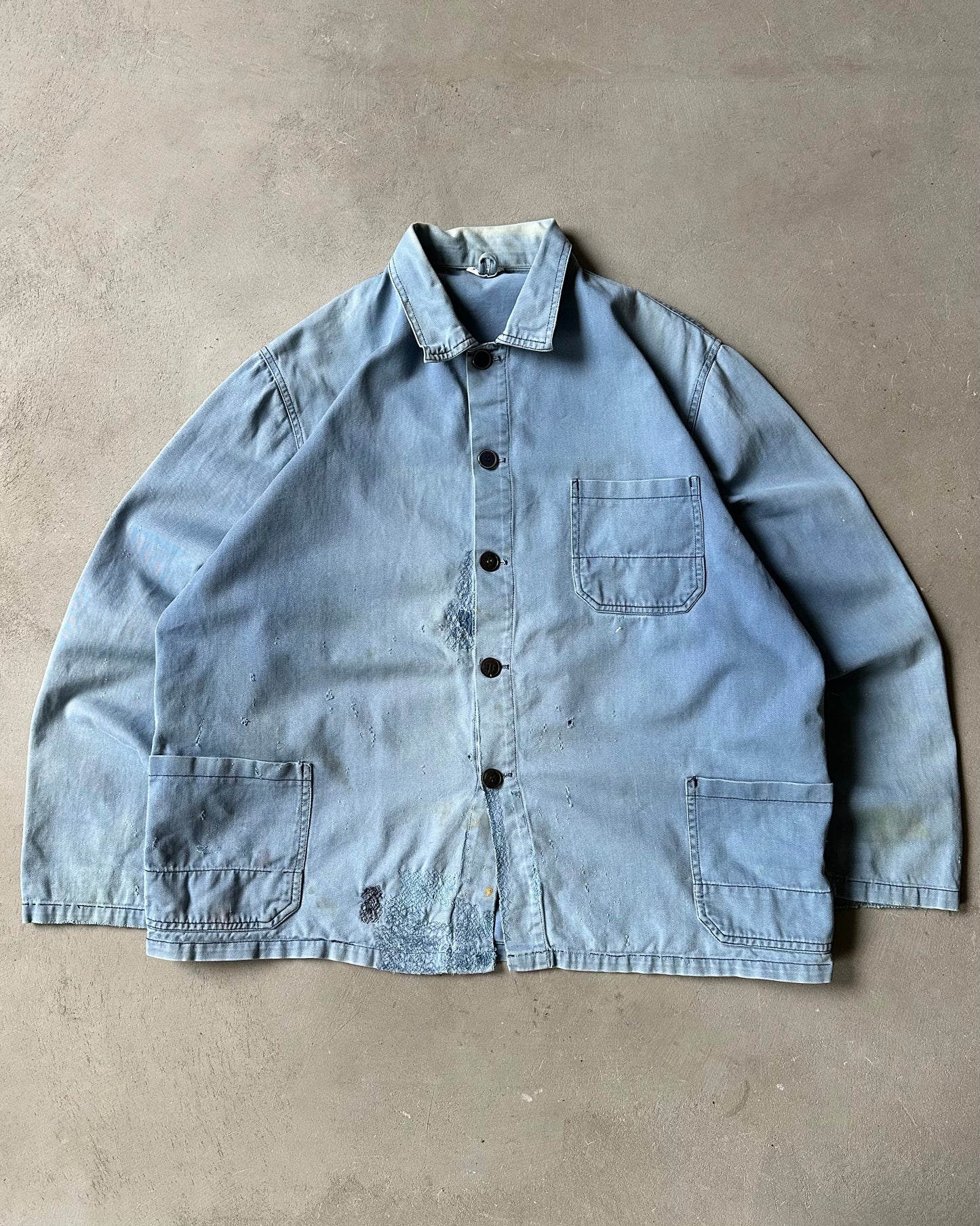 1980s - Distressed Blue Euro Chore - XL