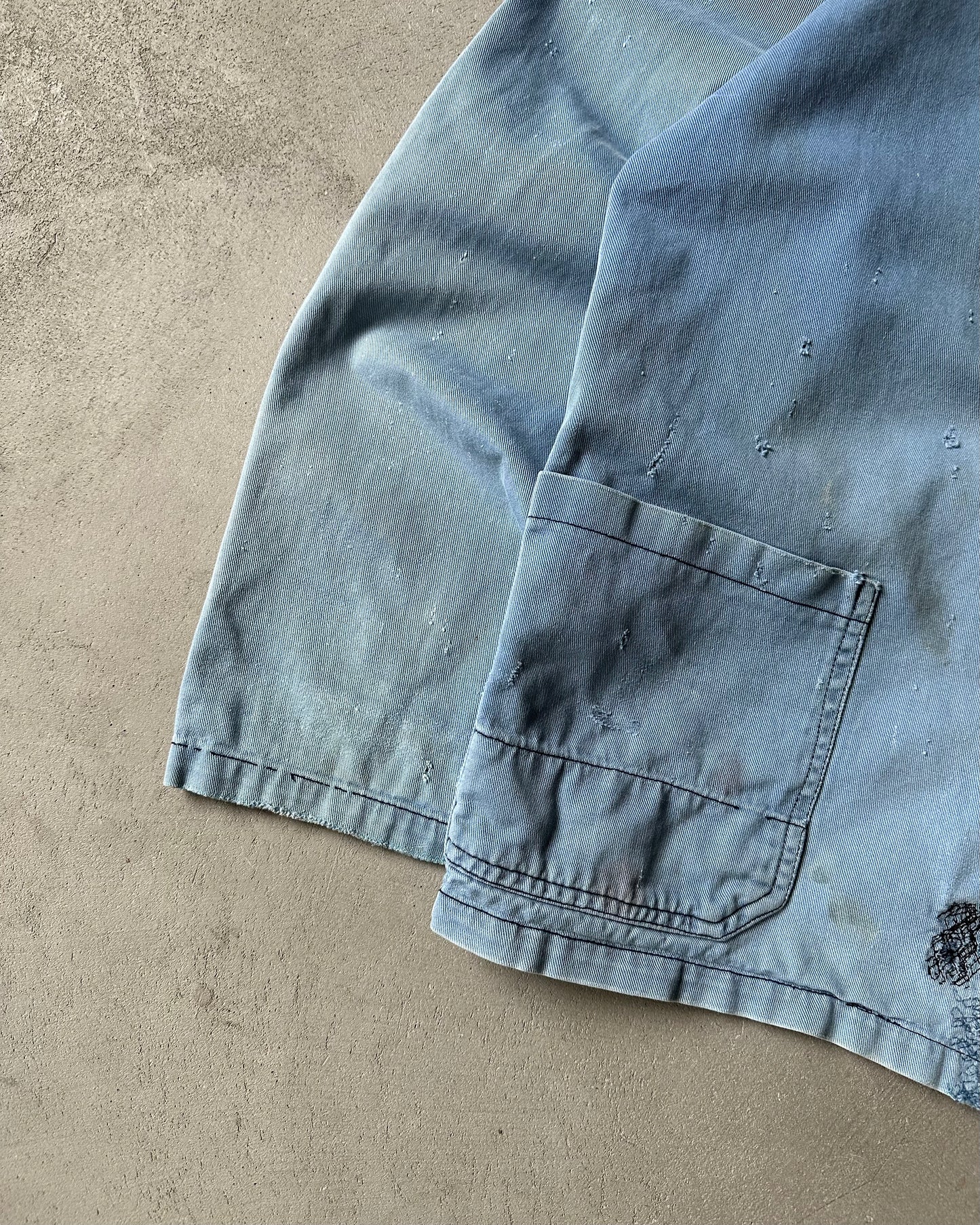 1980s - Distressed Blue Euro Chore - XL