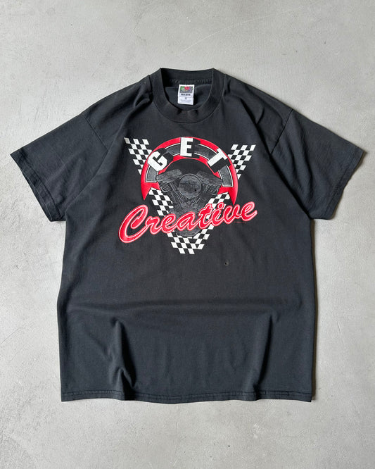 1990s - Distressed Black "Get Creative" HD T-Shirt - M/L