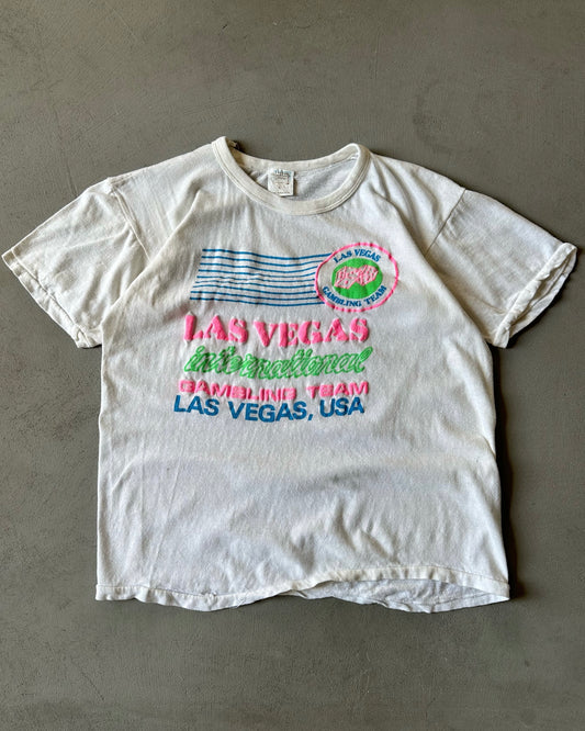 1980s - White Las Vegas Cropped T-Shirt - S