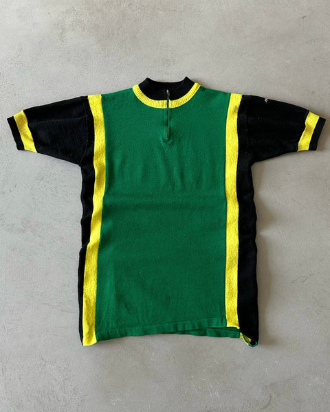 1970s - Green/Black Cycling Jersey - XS/S