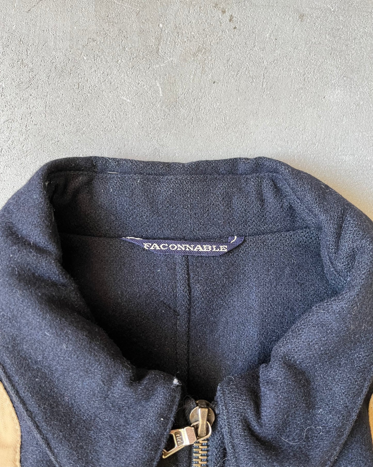 1980s - Navy/Beige Façonnable Wool Jacket - XL