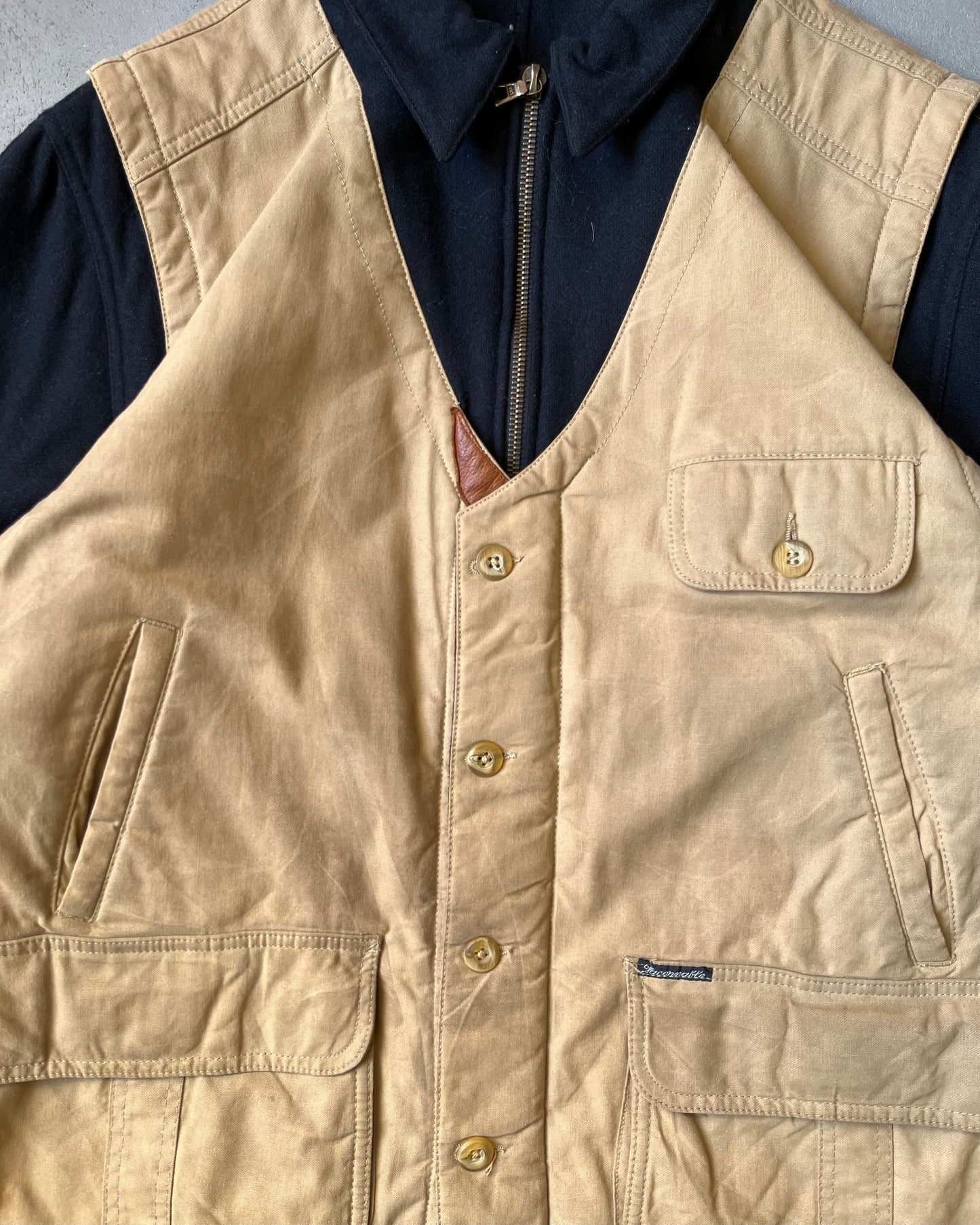 1980s - Navy/Beige Façonnable Wool Jacket - XL