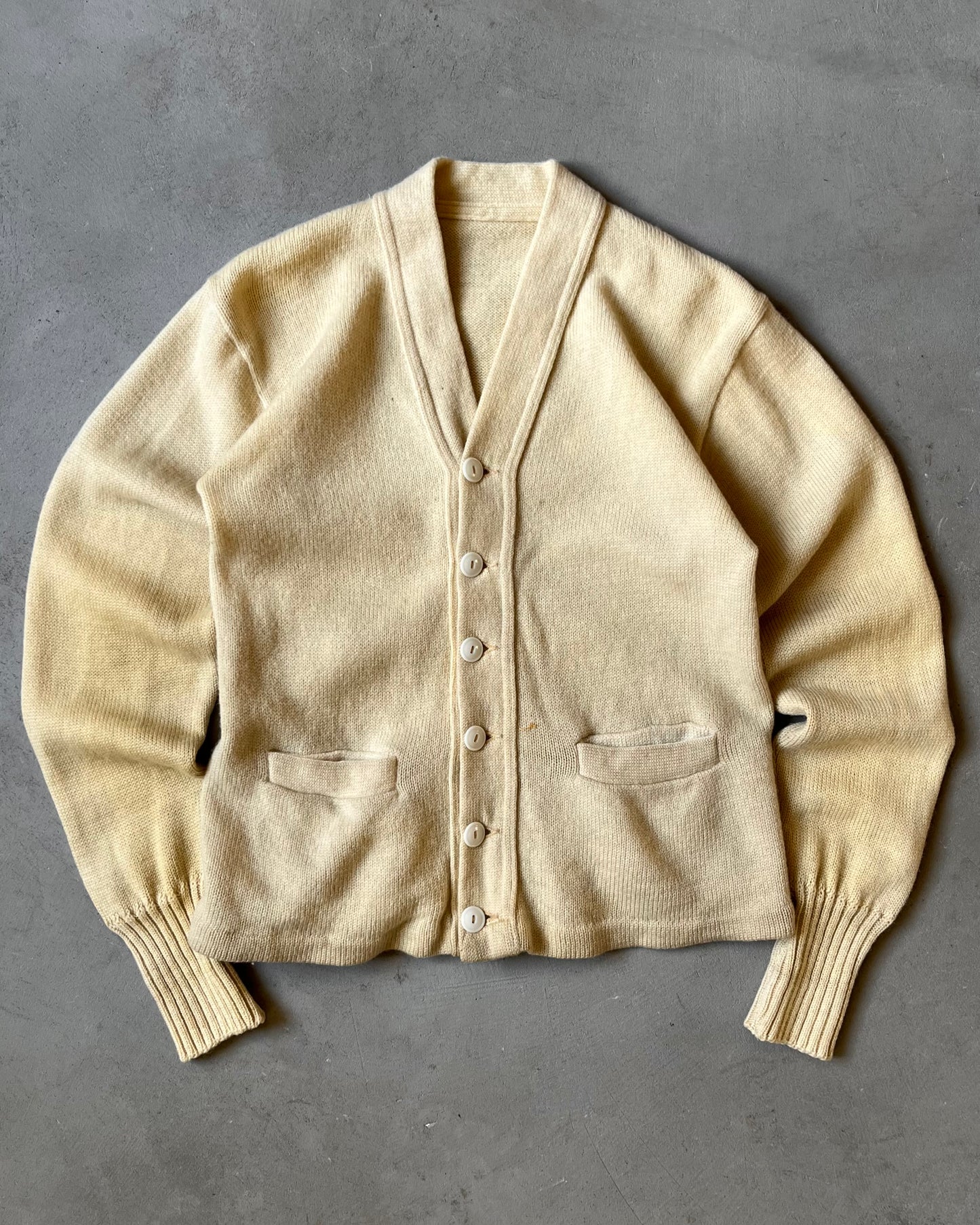 Années 60 - Cardigan en laine crème vieillie - XS