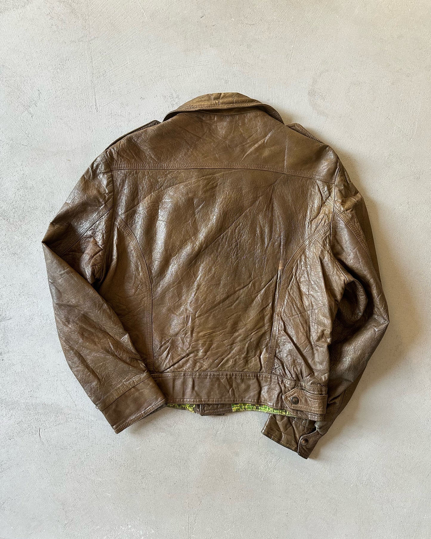 1960s - Brown Trucker Leather Jacket - S/M