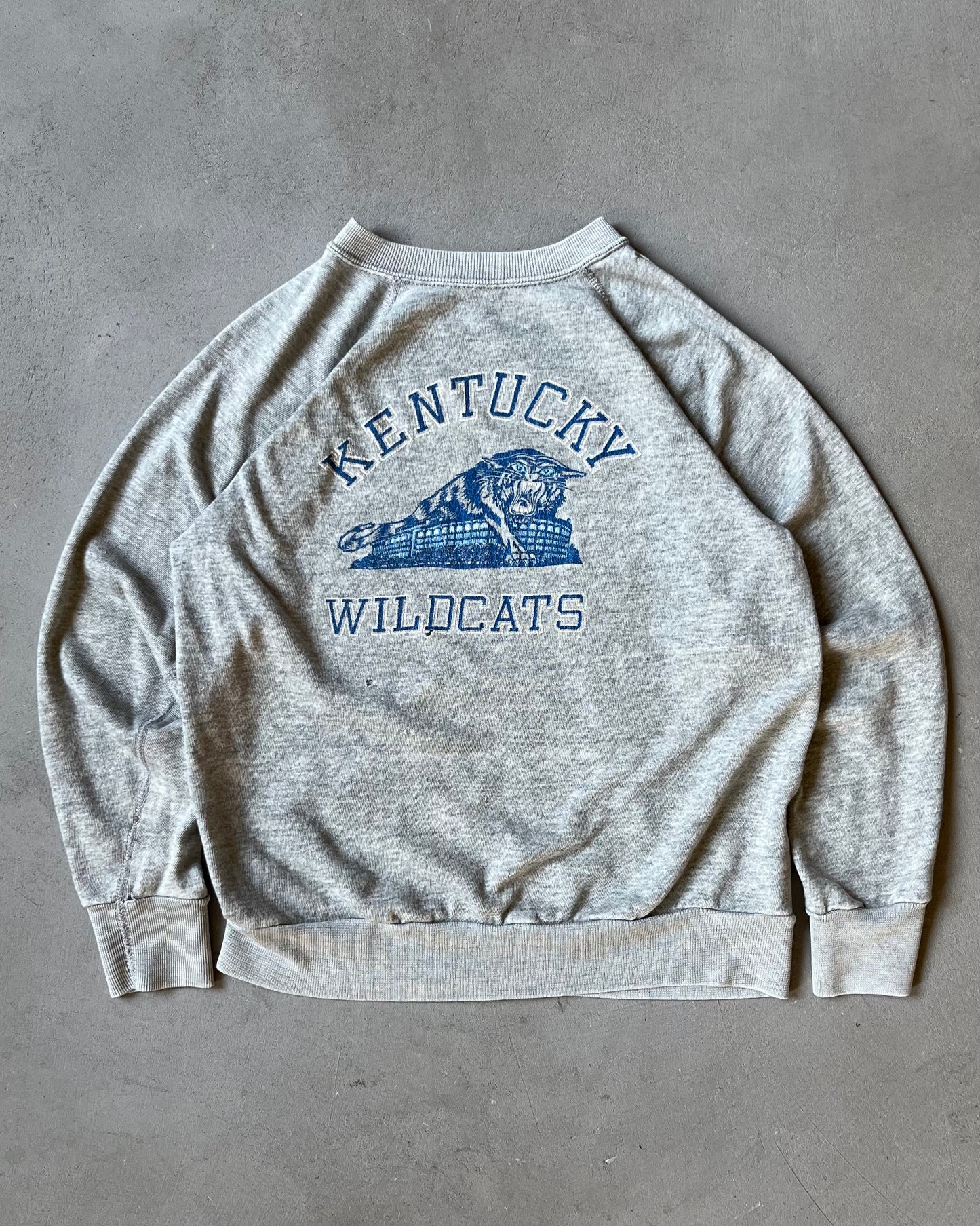 1980s - Distressed Grey Kentucky Wildcats Light Crewneck - XS