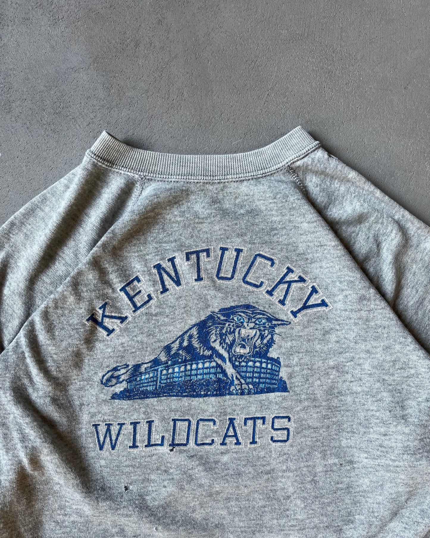 1980s - Distressed Grey Kentucky Wildcats Light Crewneck - XS