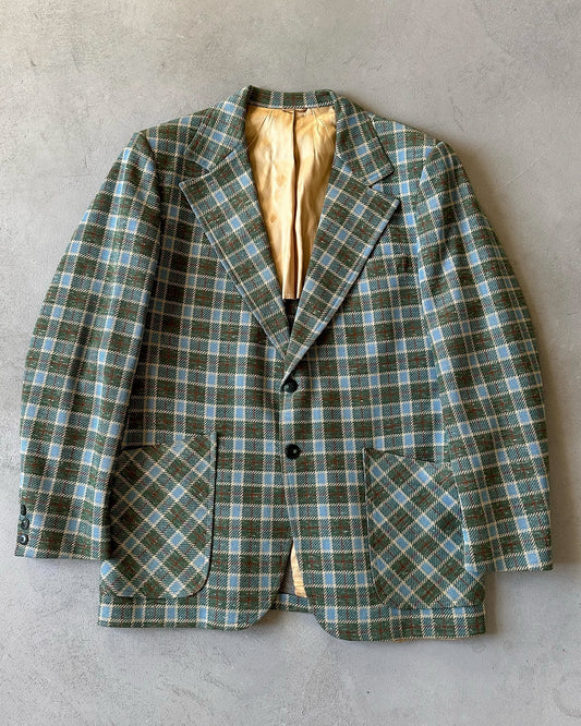 1970s - Green/Blue Plaid Blazer - 42