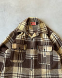 1970s - Brown/Beige Plaid Wool Shacket - M
