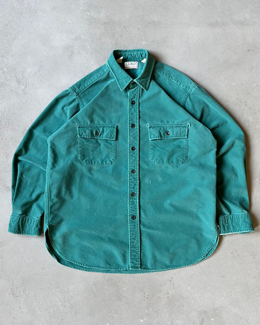 1990s - Distressed Teal L.L.Bean Chamois Shirt - L