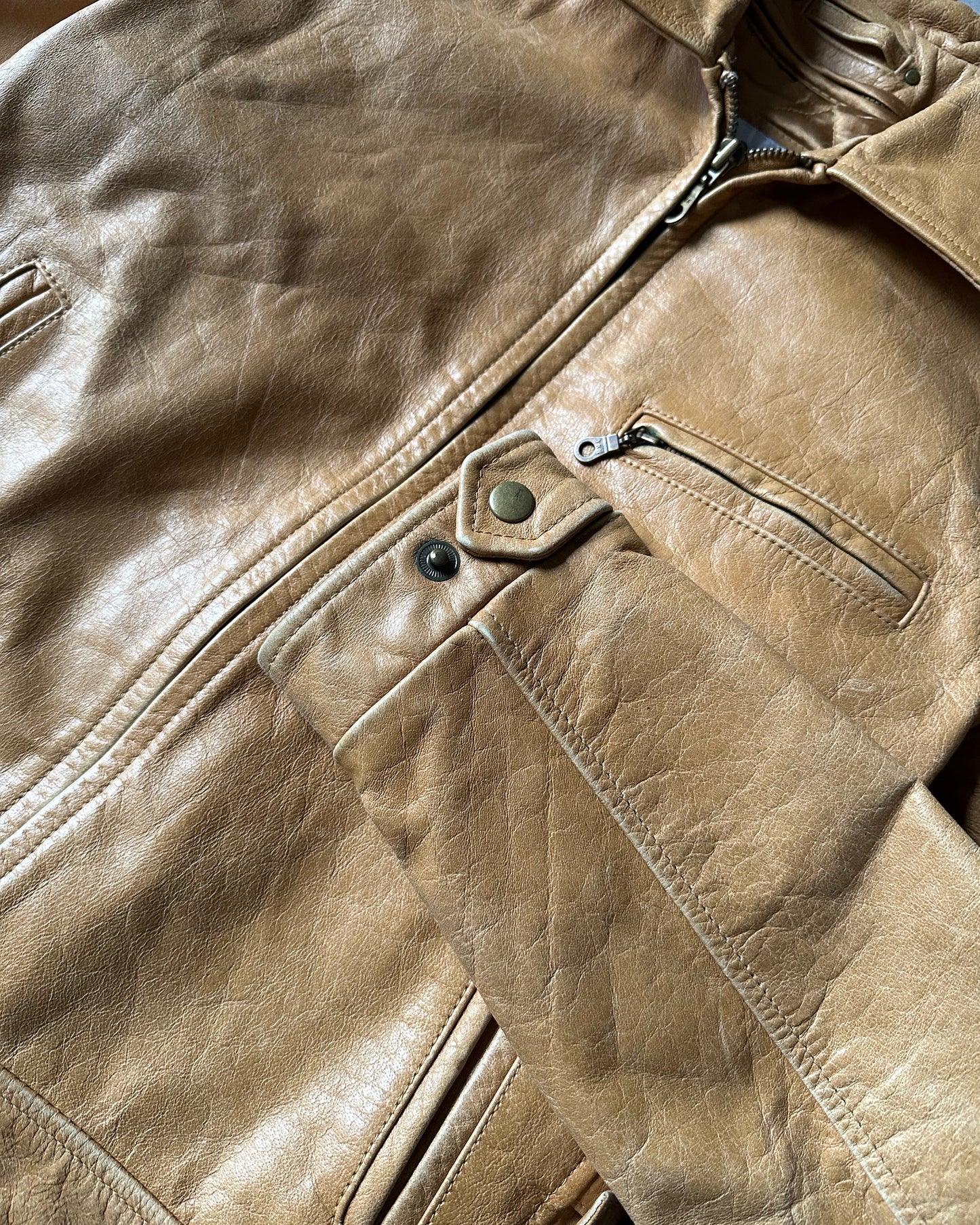 1990s - Camel Women's Leather Jacket - M