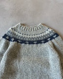 1980s - Grey/Navy Nordic Wool Sweater - M