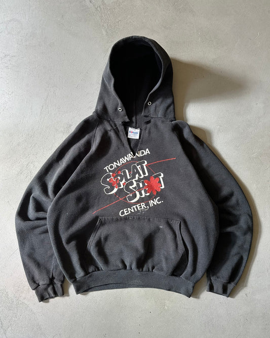 1980s - Distressed Black Splat Shot Hoodie - M
