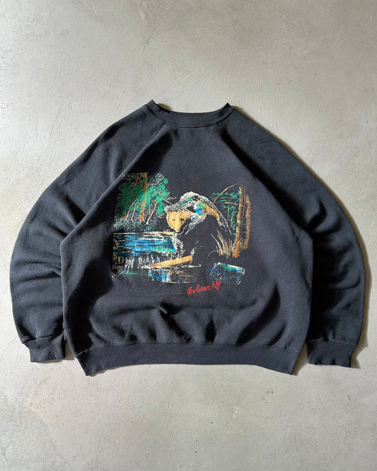 1980s - Distressed Black Bolivar NY Crewneck - M/L