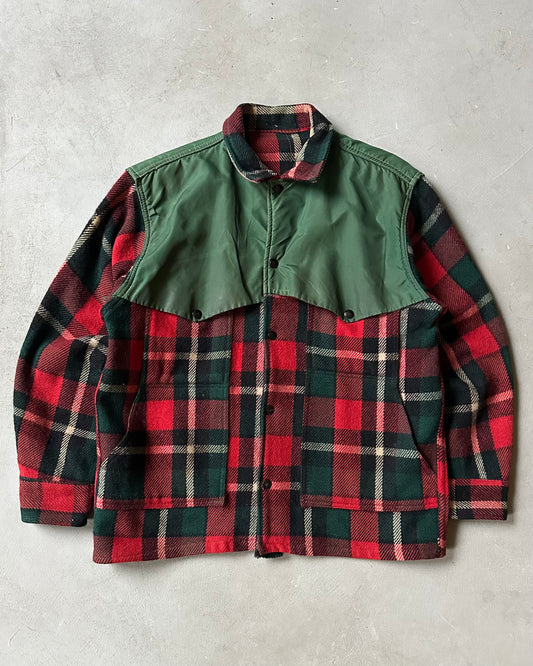 1970s - Green/Red Plaid Hunting Shacket - M