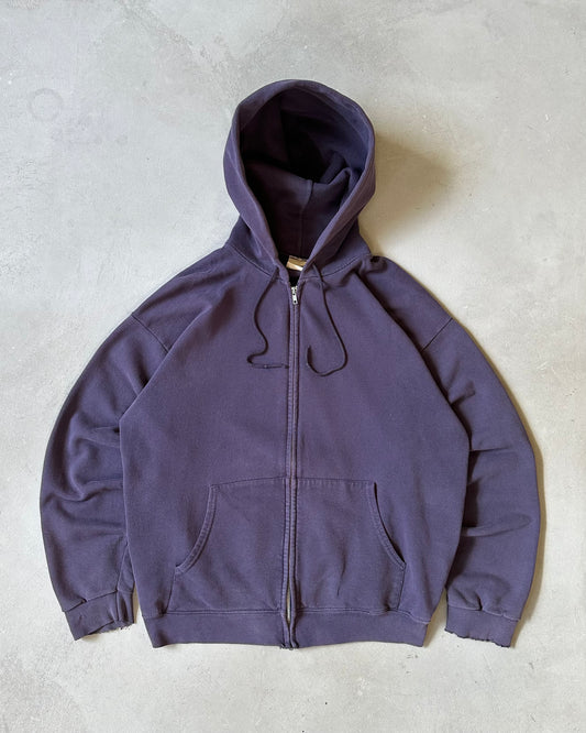 1990s - Distressed Navy Cheetah Zip Up Hoodie - M
