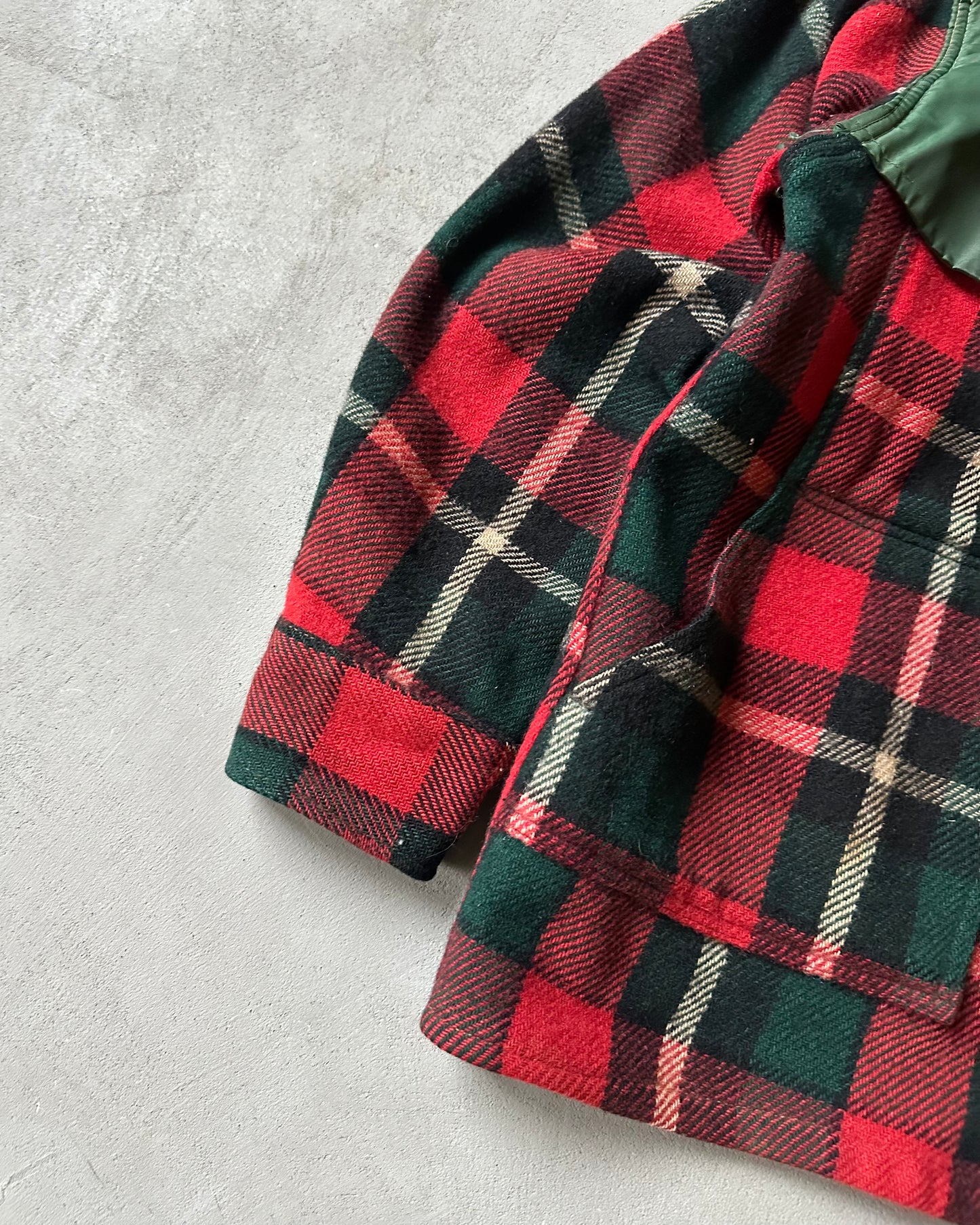 1970s - Green/Red Plaid Hunting Shacket - M