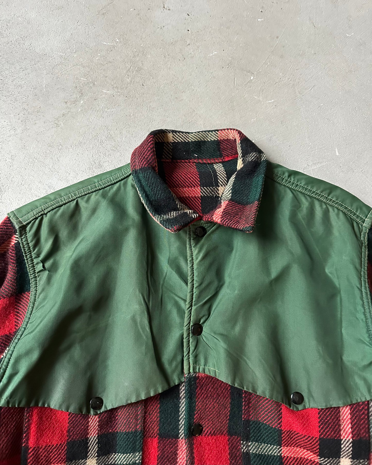 1970s - Green/Red Plaid Hunting Shacket - M