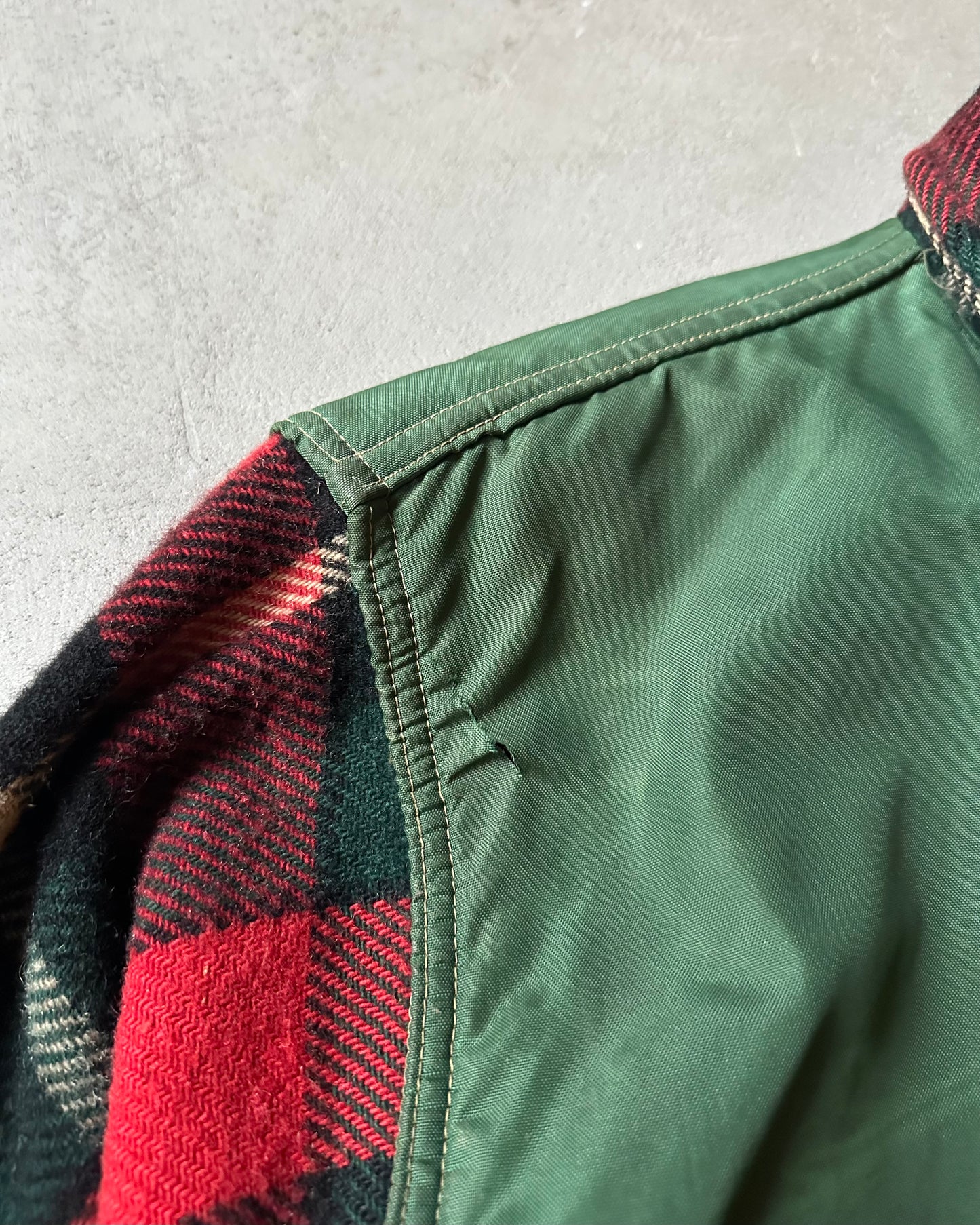 1970s - Green/Red Plaid Hunting Shacket - M