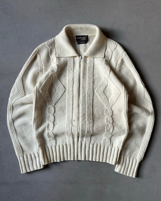 1980s - Cream Zip Sweater - S