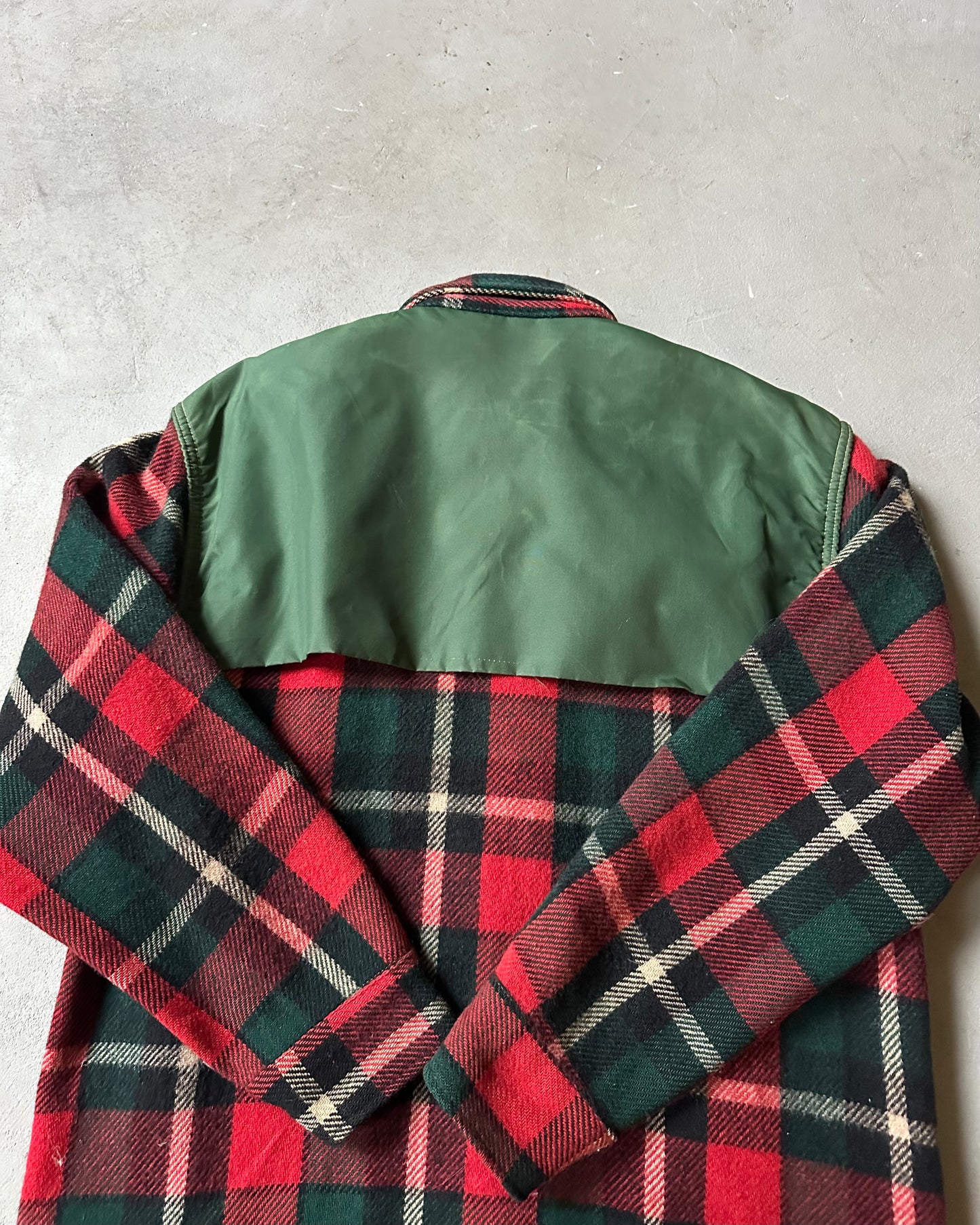 1970s - Green/Red Plaid Hunting Shacket - M