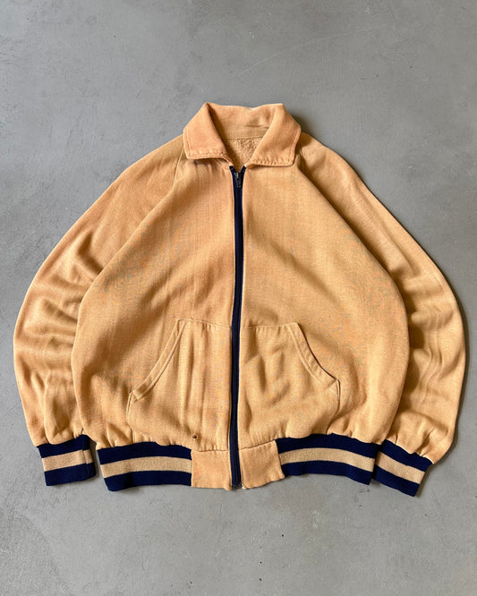 1970s - Distressed Peach/Navy Track Zip Up - M