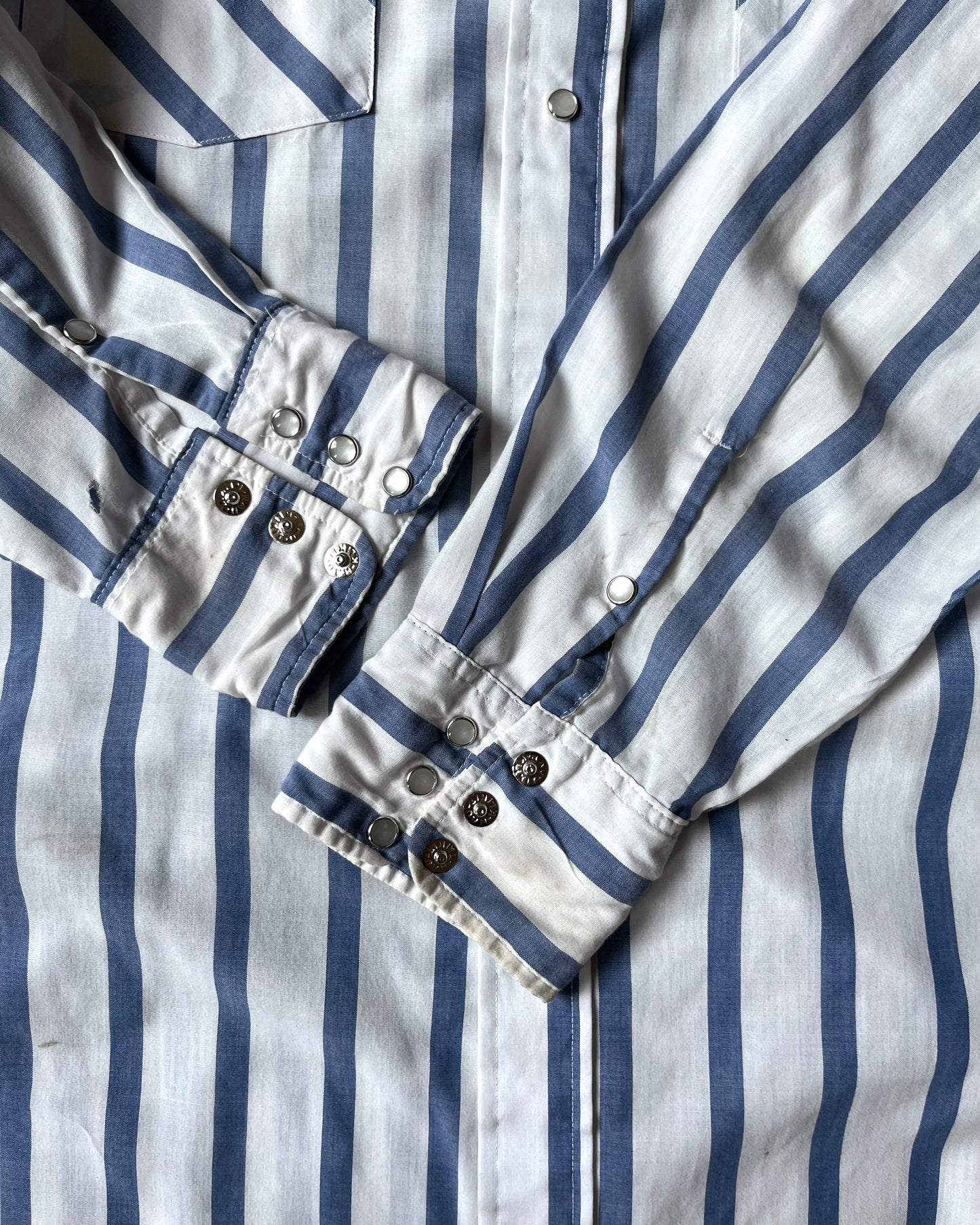 Années 90 - Chemise Western Rayée Blanc/Bleu - XL