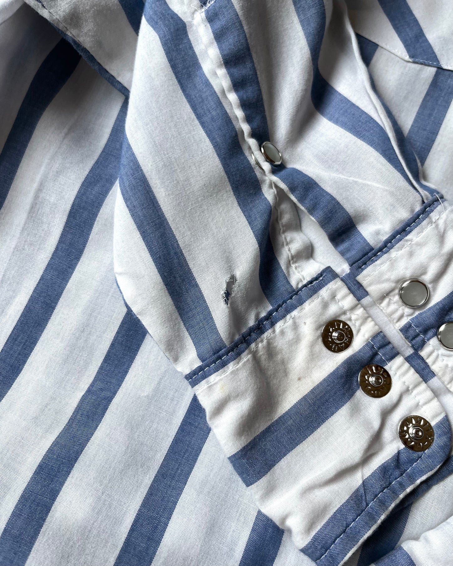 Années 90 - Chemise Western Rayée Blanc/Bleu - XL