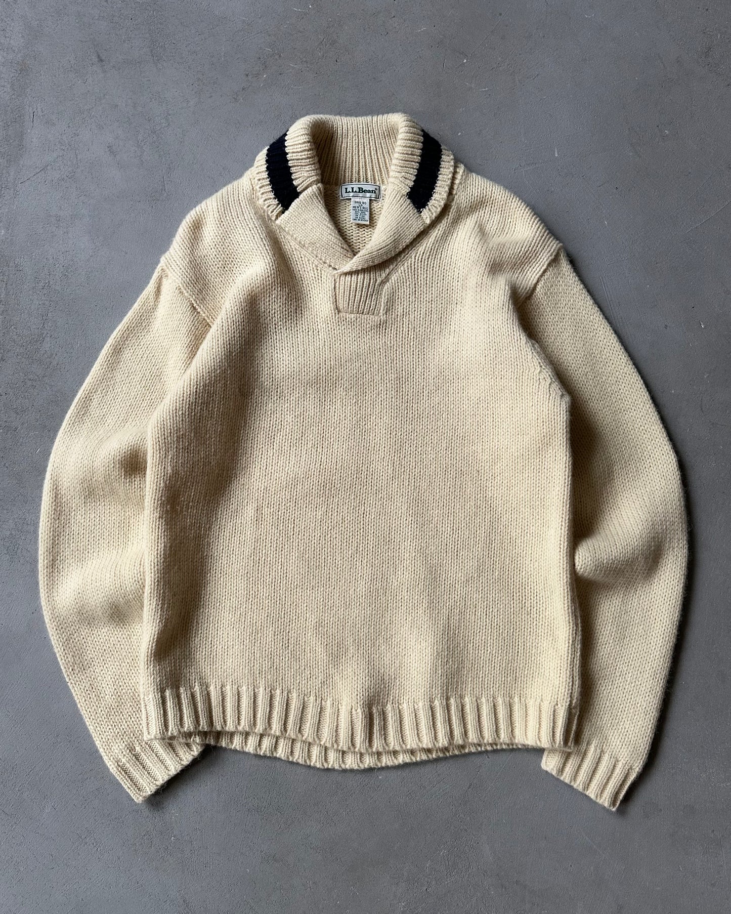 1990s - Beige/Navy L.L.Bean Sweater - L