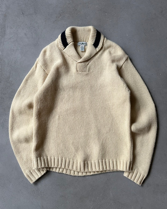 1990s - Beige/Navy L.L.Bean Sweater - L