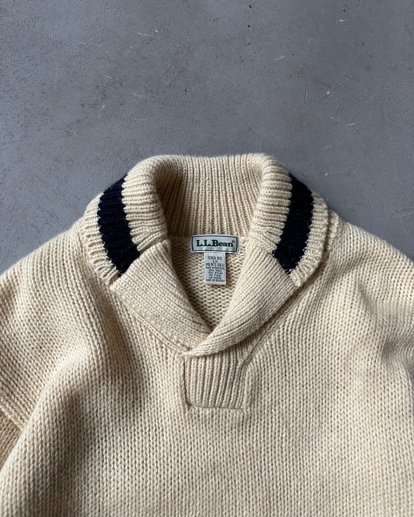 1990s - Beige/Navy L.L.Bean Sweater - L