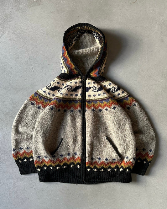 2000s - Grey/Multi Ecuadorian Wool Hoodie - (W)L