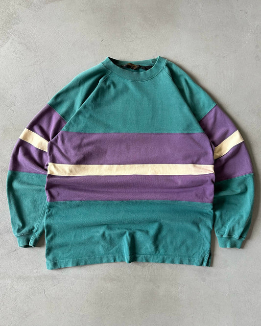 1990s - Teal/Purple Eddie Bauer Rugby Light Crewneck - L