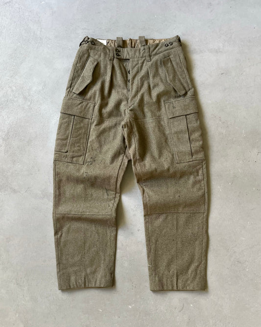 1990s - Distressed Green Wool German Cargos - 31x30