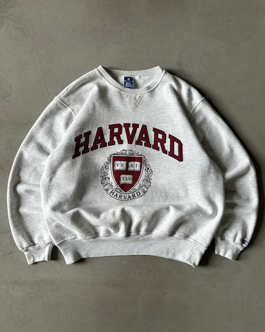 1990s - Ash Grey Harvard Champion Crewneck - L