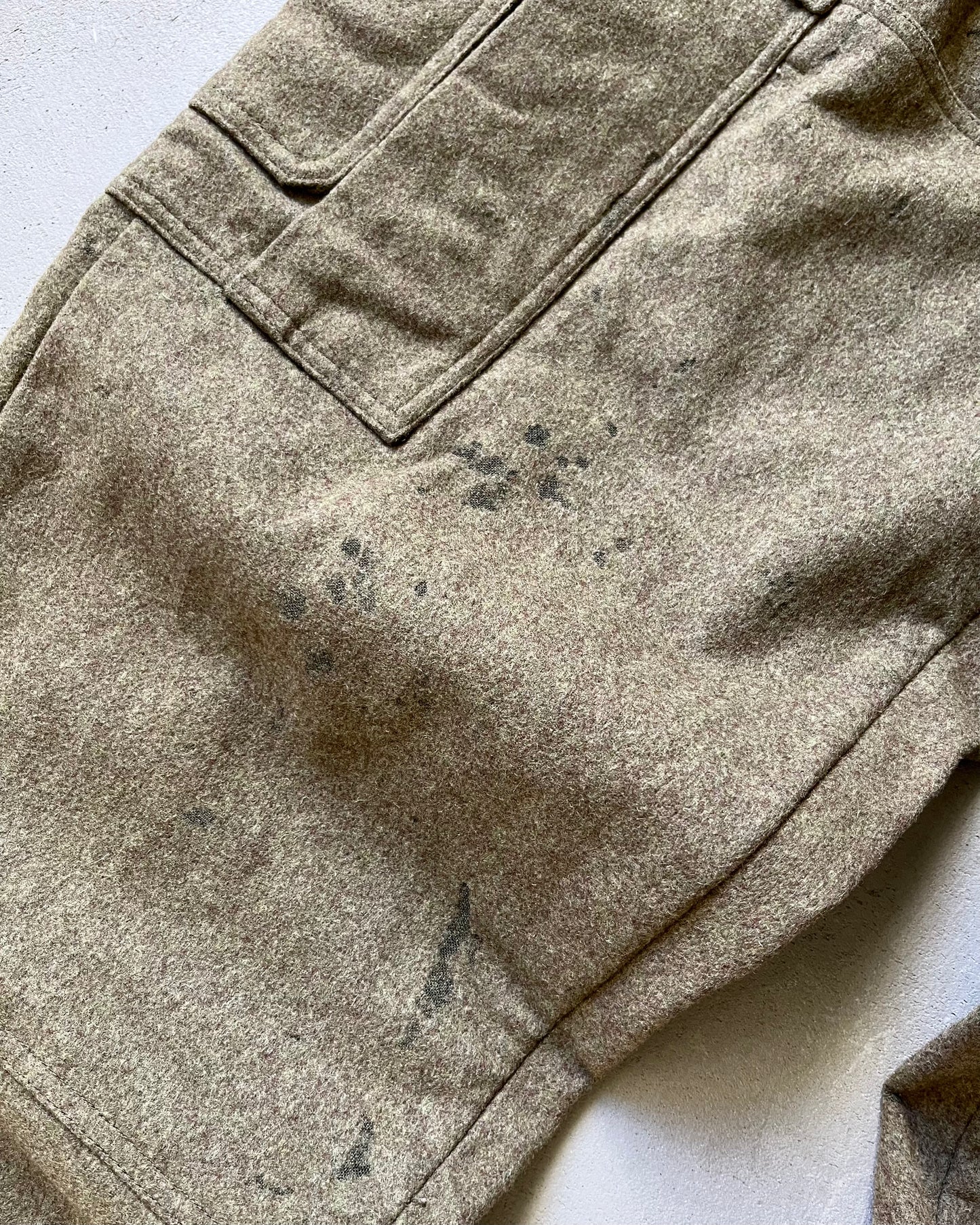 Années 90 - Pantalon Cargo Allemand en Laine Verte Vieillie - 31x30